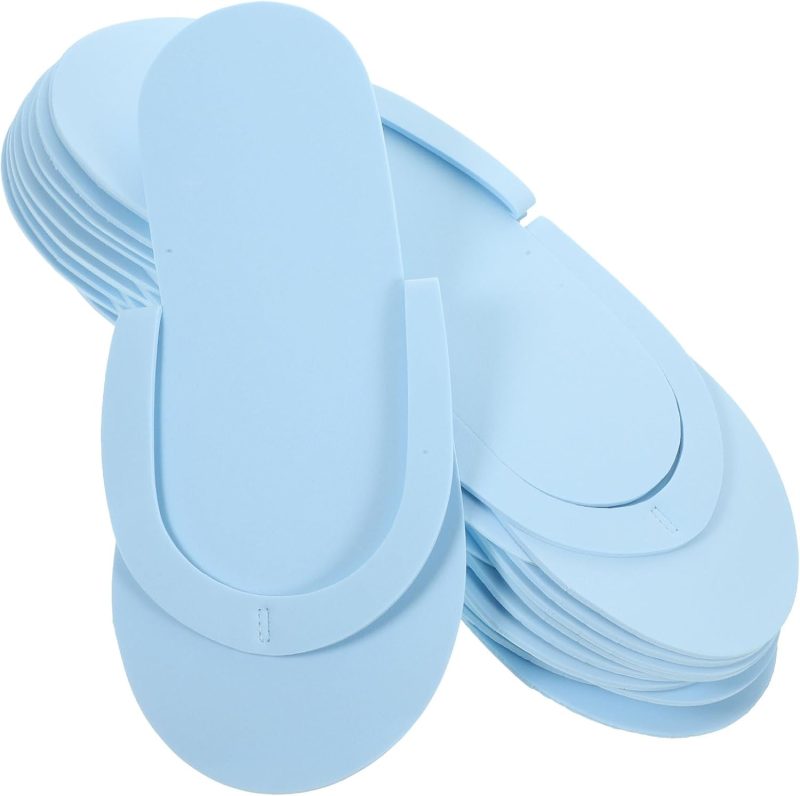 12 Pairs Pedicure Slippers - Foam Flip Flops, Disposable, Foldable, Anti-Slip for Guests, Salon, Nail, Foot (Random Color)