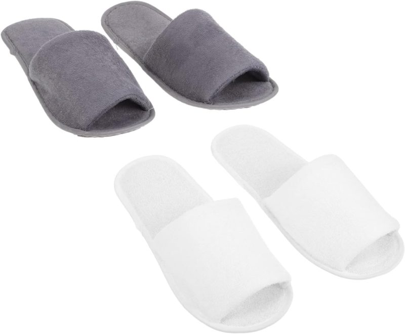 2 Pairs Foldable Slippers Open Toe Slippers Hotel Slippers Indoor Slippers for Women Disposable Slippers for Guests Portable Folding Slippers Universal Soft Slippers Towel Man