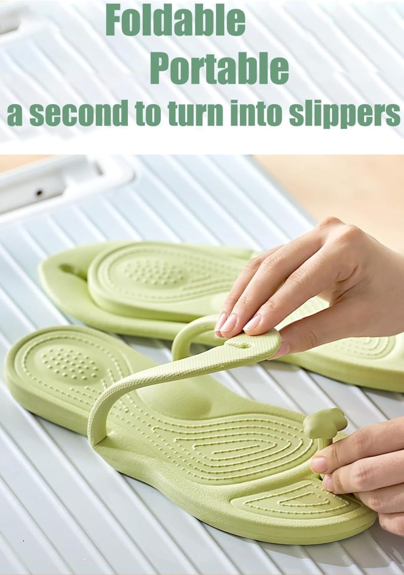 Travel Flip-Flop for Women and Men, Portable Foldable Slippers Soft Comfy Non-Slip Quick Dry House Bathroom Shower Shoes Spa Gym Swimming Sandals Beach - Image 2