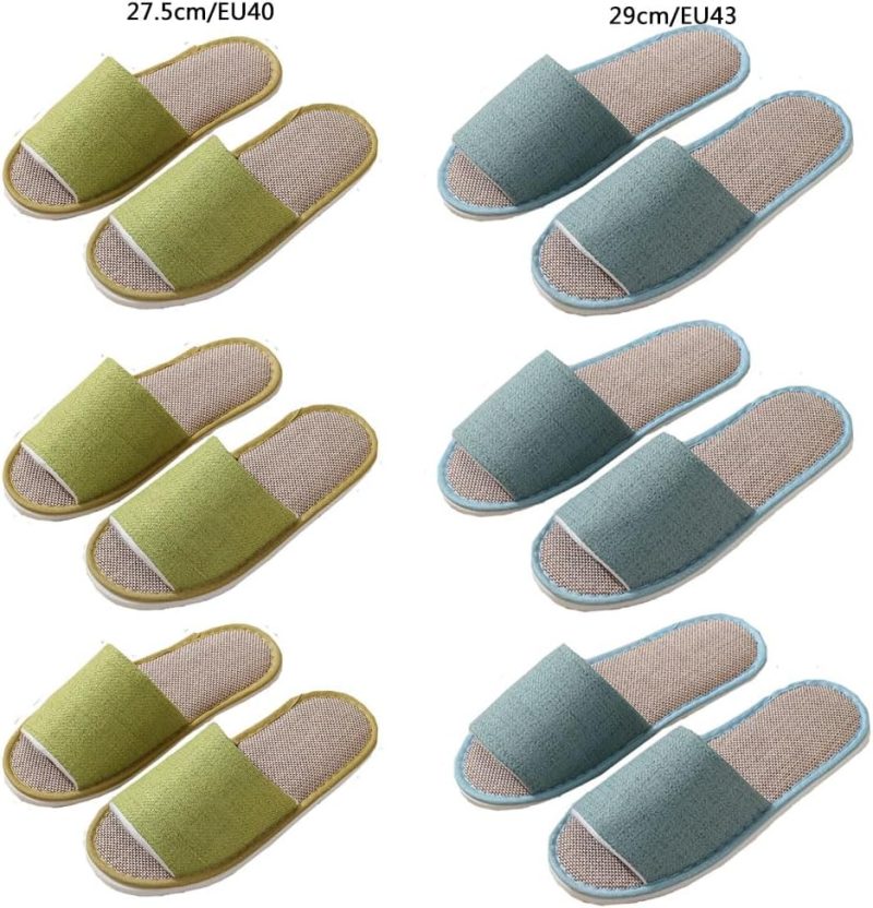 5-6 Pairs Spa Slippers, Non Slip Disposable Slippers for Guest, Washable Foldable Indoor Slippers, Open Toe Linen Spa Slippers for Women Men - Image 2