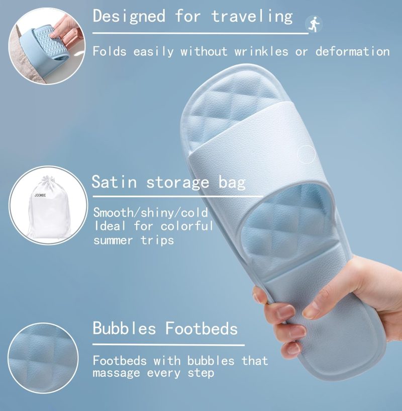 Foldable Travel Slippers with Satin Storage Bag, Non Slip Shower Shoes Lightweight Hotel Slippers Space Saving Business Trips Slippers for Women and Men - Image 2