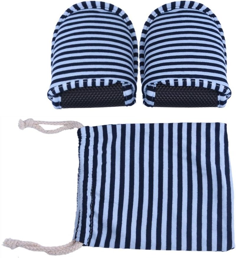 Foldable Travel Slippers - Soft Cotton Anti-slip, SPA/House/Guest Slippers for Family,Hotel,Portable,Not Disposable,Men & Women (Blue stripes)