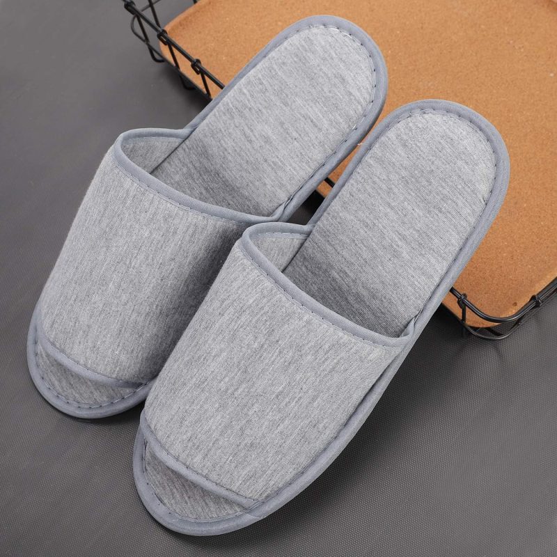 Portable Slippers Foldable Flat Spa Slipper Flight Trip Shoes Home Guest Cotton Slipper Open Toe Hotel Shoe with Storage Bag - Image 2