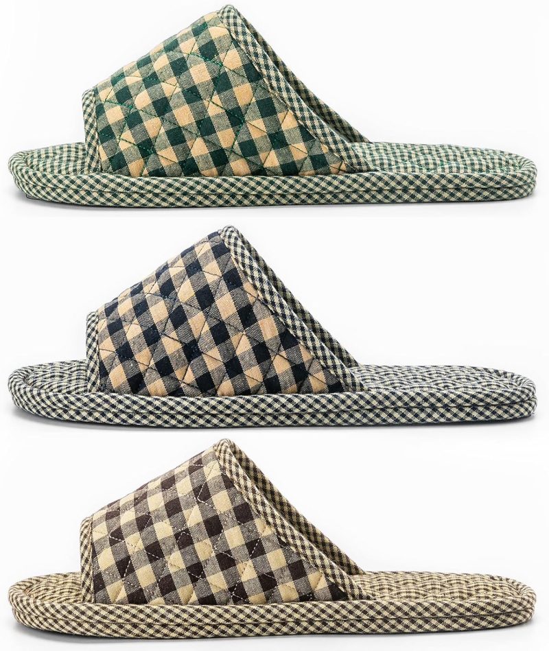 3 Pairs Plaid House Slippers for Men, Open Toe Indoor Slippers Comfortable Washable Portable Foldable Guest Travel Hotel Airplane Spa Slippers - Image 2