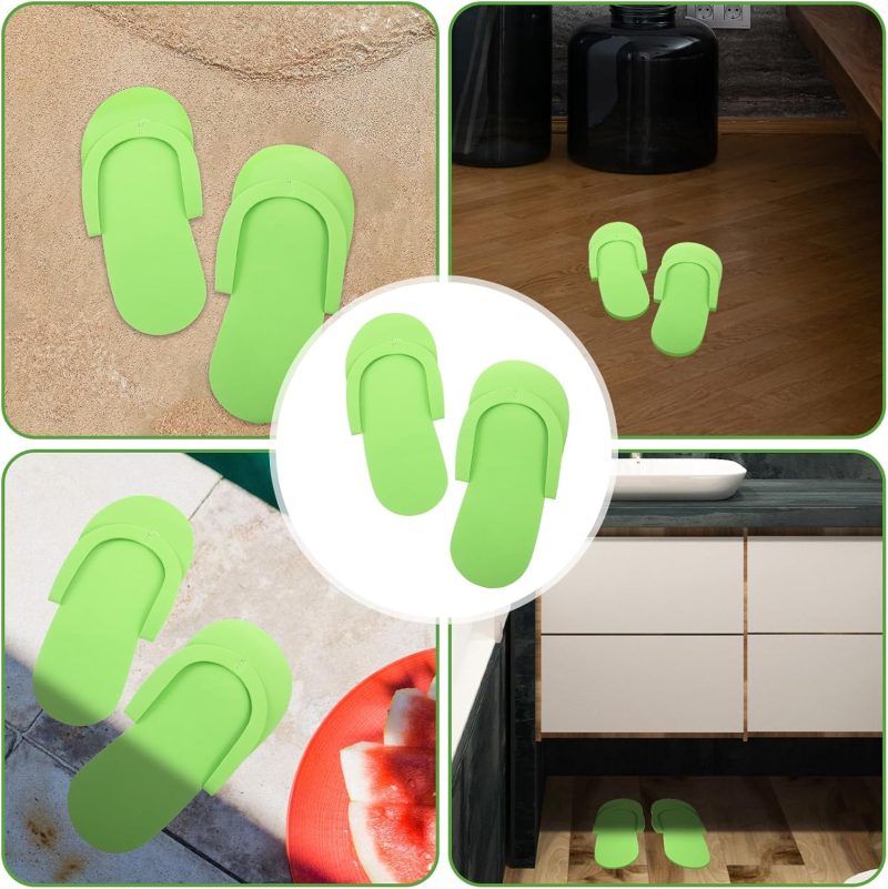 12 Pairs Pedicure Slippers - Foam Flip Flops, Disposable, Foldable, Anti-Slip for Guests, Salon, Nail, Foot (Random Color) - Image 2