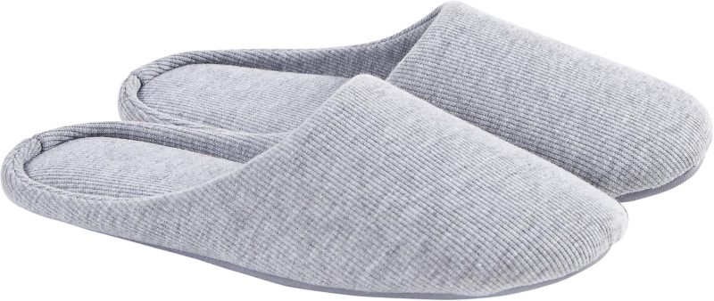 Women's Non-Slip House Slippers - Lightweight Cotton Memory Foam Indoor Slip-On, Machine Washable & Foldable Travel Design for Home, Yoga, Narrow/Wide Fit Options